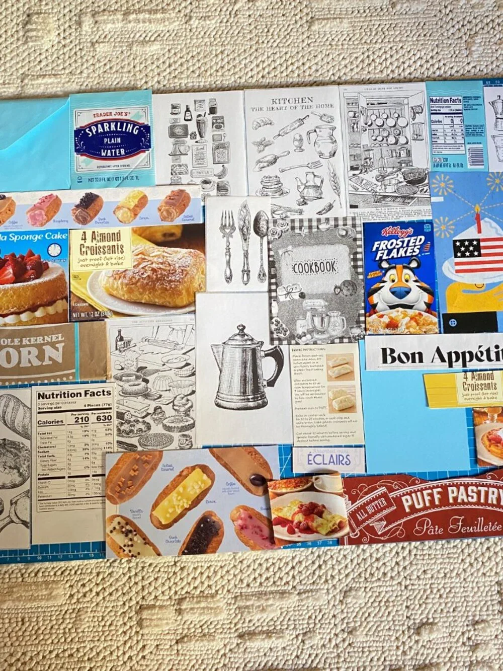 Foodie Junk Journal Kit – Curated Ephemera Pack - Blue